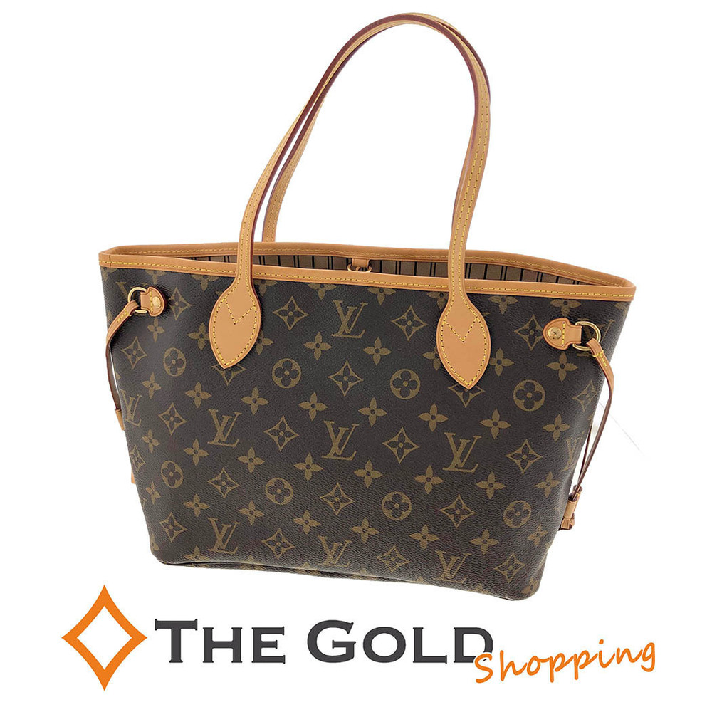 Louis Vuitton Neverfull Monogram Canvas Tote Bag Pouch Brown